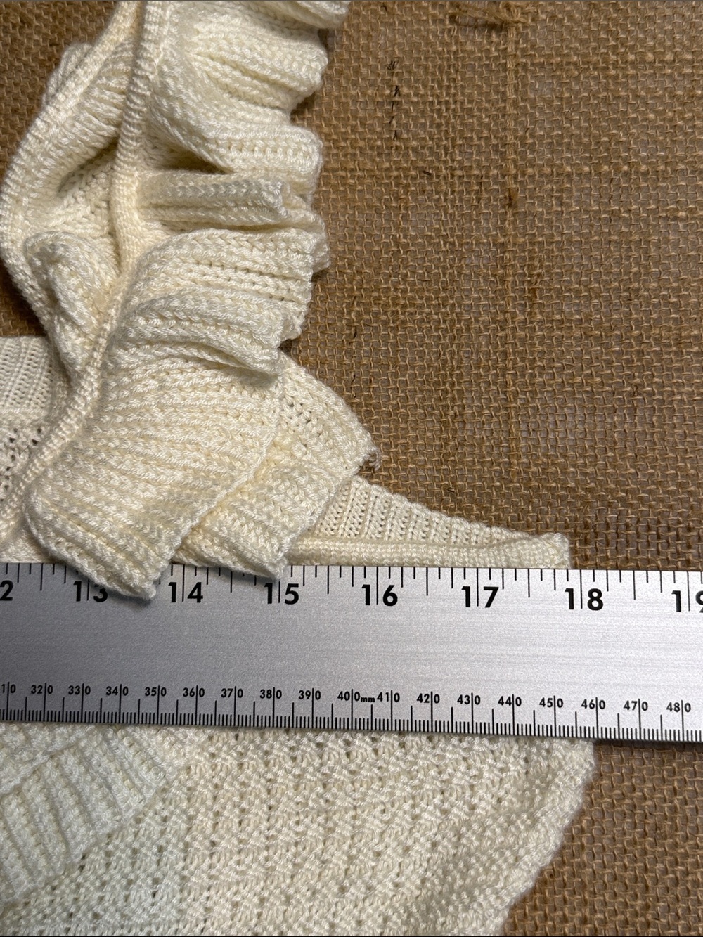 7 For All Mankind Cream Ruffle-Trim Knit Tank - Picture 3 of 3